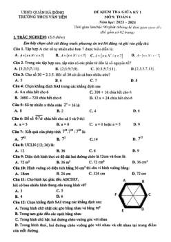 Đề giữa kỳ 1 Toán 6 năm 2023 – 2024 trường THCS Văn Yên – Hà Nội