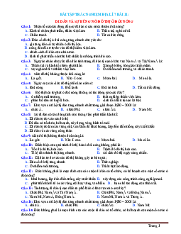Trắc nghiệm Địa 7 Bài 11: Di dân và sự bùng nổ đô thị ở đới nóng (có đáp án)