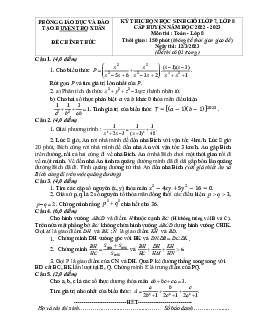 Đề học sinh giỏi Toán 8 năm 2022 – 2023 phòng GD&ĐT Thọ Xuân – Thanh Hoá