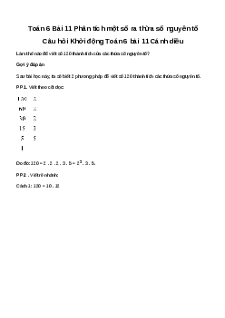 Giải Toán 6 Bài 11: Phân tích một số ra thừa số nguyên tố | Cánh diều