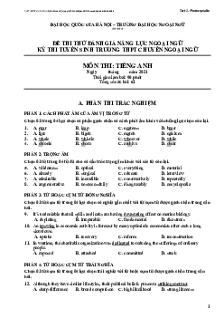 Đề Thi Thử Đánh Giá Năng Lực Ngoại Ngữ Kỳ Thi Tuyển Sinh Trường THPT Chuyên Ngoại Ngữ Môn Thi Tiếng Anh