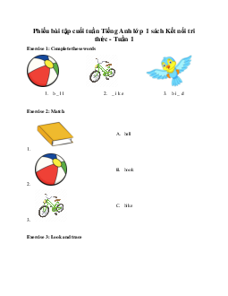 Phiếu bài tập cuối tuần Tiếng Anh lớp 1 sách Kết nối tri thức - Tuần 1 | Global Success