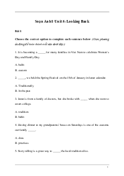 Giải Tiếng Anh 8 Unit 5: Looking Back | Kết nối tri thức