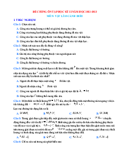 Đề cương ôn tập học kì 2 môn Vật lí 10 sách Cánh diều