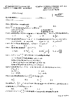Đề thi HK1 Toán 12 năm 2020 – 2021 trường THPT Trần Phú – Hà Nội