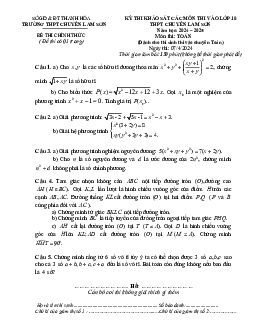 Đề khảo sát Toán (chuyên) vào 10 năm 2024 – 2025 trường chuyên Lam Sơn – Thanh Hóa