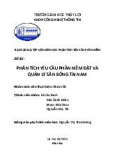 Báo cáo bài tập lớn Phân tích yêu cầu phần mềm đặt và quản lý sân bóng Tài Nam môn Công nghệ thông tin | Trường Đại học Thủy Lợi