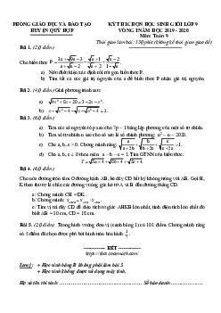 Đề thi HSG Toán 9 vòng 1 năm 2019 – 2020 phòng GD&ĐT Quỳ Hợp – Nghệ An