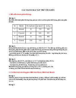 Tổng hợp các dạng bài tập môn Truyền nhiệt - truyền khối về "Truyền khối"