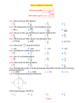 Bài tập trắc nghiệm lượng giác đổi đơn vị đo góc lớp 11 (có đáp án)