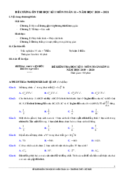 Đề cương ôn thi học kì 1 Toán 11 năm 2020 – 2021 trường THPT Việt Đức – Hà Nội