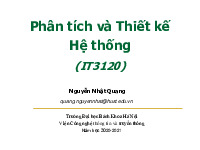 Tổng hợp bài giảng môn Phân tích và thiết kế hệ thống_Thầy Nguyễn Nhật Quang| Bài giảng môn Phân tích và thiết kế hệ thống| Trường Đại học Bách Khoa Hà Nội