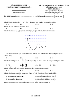 Đề khảo sát lần 1 Toán 12 năm 2022 – 2023 trường THPT Yên Phong 2 – Bắc Ninh