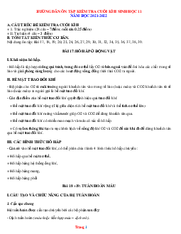 Hướng dẫn ôn tập kiểm tra cuối kỳ II  sinh học 11 năm học 2021-2022
