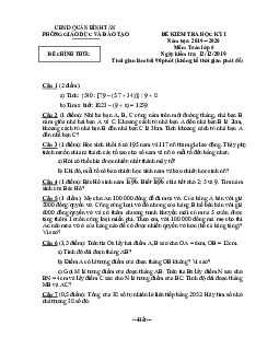 Đề thi học kỳ 1 Toán 6 năm 2019 – 2020 phòng GD&ĐT Bình Tân – TP HCM