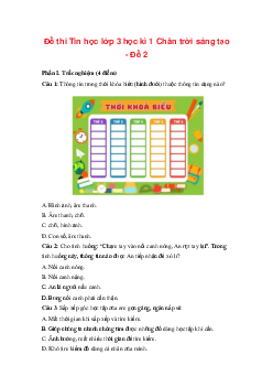 Đề thi học kì 1 môn Tin học lớp 3 năm 2023 - 2024 (Đề 2) | Chân trời sáng tạo