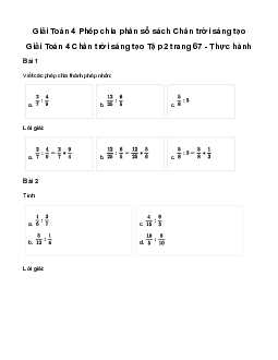 Giải Toán lớp 4 Bài 75: Phép chia phân số| Chân trời sáng tạo