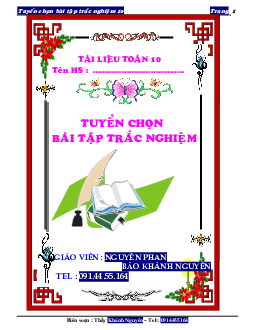 Tuyển chọn bài tập trắc nghiệm Toán 10 – Nguyễn Khánh Nguyên