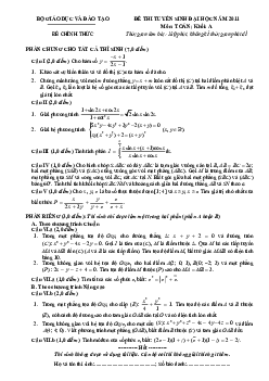 Đề thi và đáp án môn Toán khối A năm 2011
