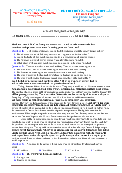 Đề thi thử tốt nghiệp THPT 2021 môn anh 12 Trường Lý Thái Tổ lần 1 (có đáp án)