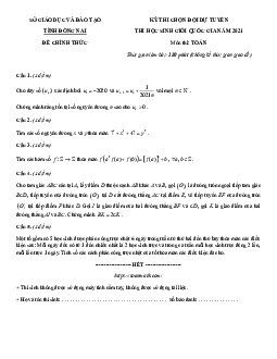 Đề chọn đội tuyển HSG Toán năm 2021 sở GD&ĐT tỉnh Đồng Nai