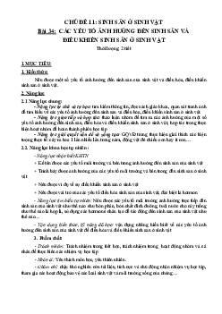 Giáo án Khoa học tự nhiên 7 Sinh học Bài 34: Các yếu tố ảnh hưởng đến sinh sản và điều khiển sinh sản ở sinh vật | Cánh diều