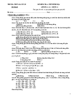 Đề kiểm tra 1 tiết Hình học 11 chương 2 & 3 năm 2018 – 2019 trường Giai Xuân – Cần Thơ