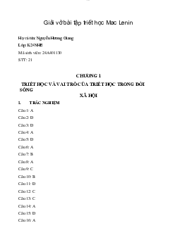 Giải VBT triết học Mac Lenin | Học viện Ngân Hàng