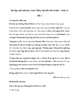 Bài tập cuối tuần lớp 3 môn Tiếng Việt Kết nối tri thức - Tuần 12