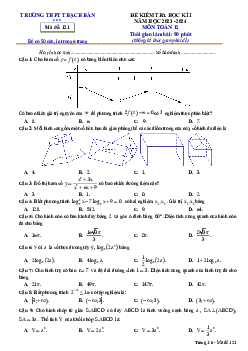 Đề học kì 1 Toán 12 năm 2023 – 2024 trường THPT Thạch Bàn – Hà Nội
