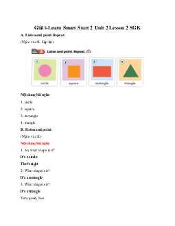 Giải SGK i-Learn Smart Start 2 Unit 2 Lesson 2