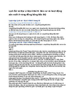Lịch Sử và Địa Lí lớp 4 Bài 9: Dân cư và hoạt động sản xuất ở vùng đồng bằng Bắc Bộ | Chân trời sáng tạo