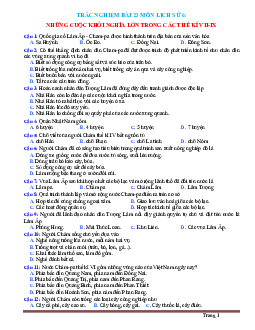 Trắc nghiệm Sử 6 Bài 23: Những cuộc khởi nghĩa lớn trong các thế kỷ 7 đến 9 (có đáp án)