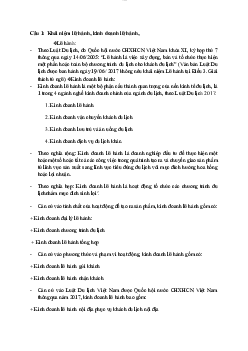 Bài tập tự luận Quản trị Kinh doanh lữ hành | Đại học Văn hóa Hà Nội