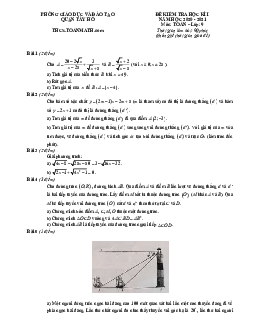 Đề thi học kì 1 Toán 9 năm 2020 – 2021 phòng GD&ĐT Tây Hồ – Hà Nội