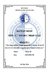 Vận dụng mối liên hệ giữa pháp luật và cơ cấu xã hội để làm rõ về cơ cấu tình trạng hôn nhân ở nước ta hiện nay | Môn Xã hội học pháp luật - Trường Đại học Luật Hà Nội