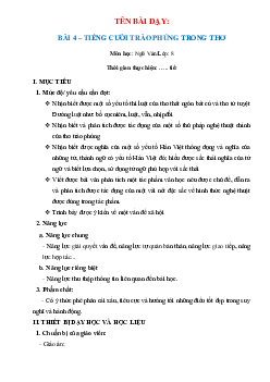Giáo án Ngữ văn 8 Kết nối tri thức bài 4 Tiếng cười trào phúng trong thơ