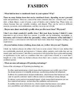 Fashion  | Listening and Speaking B2 | Đại học Khoa học Xã hội và Nhân văn, Đại học Quốc gia Thành phố HCM