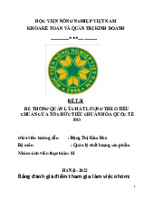 Đề tài Hệ thống quản lý chất lượng theo tiêu Chuẩn của tổ chức tiêu chuẩn hóa quốc tế Iso môn Quản lý chất lượng sản phẩm   | Học viện Nông nghiệp Việt Nam