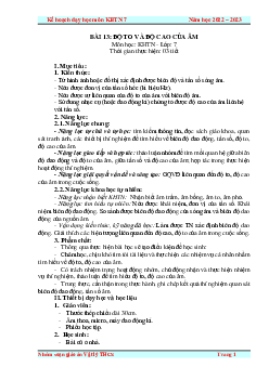 Giáo án Bài 13: Độ to và độ cao của âm | Khoa Học Tự Nhiên 7 Kết nối tri thức