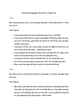 Giải Công nghệ 11: Ôn tập Chủ đề 1 | Cánh diều