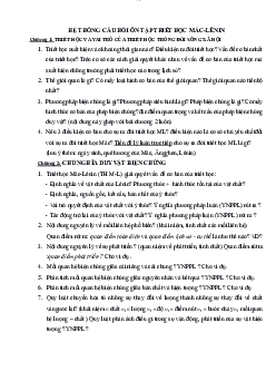 Hệ thống câu hỏi ôn tập Triết học mác - Lê nin
