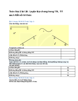 Toán lớp 2 bài 28: Luyện tập chung trang 110, 111 sách Kết nối tri thức