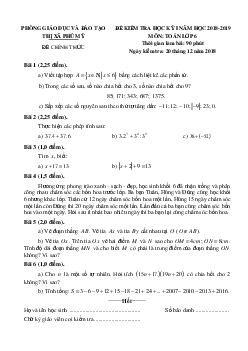 Đề thi HK1 Toán 6 năm 2018 – 2019 phòng GD&ĐT Thị Xã Phú Mỹ – Bà Rịa – Vũng Tàu