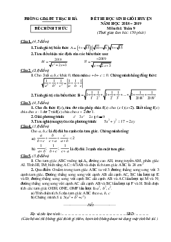 Đề thi HSG huyện Toán 9 năm 2018 – 2019 phòng GD&ĐT Thạch Hà – Hà Tĩnh