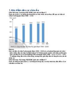 Giải SGK Địa lí lớp 7 Bài 2: Đặc điểm dân cư, xã hội châu Âu - Chân trời sáng tạo