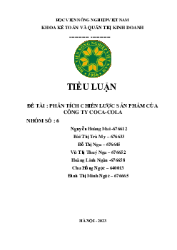 Tiểu luận Phân tích chiến lược sản phẩm của công ty Coca-Cola