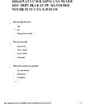 Khảo sát sự hài lòng của người  dân trên địa bàn tp. Hà Nội đối với dịch vụ của xanh sm môn Thống kê trong kinh tế và kinh doanh | Trường Đại học Kinh tế Quốc dân