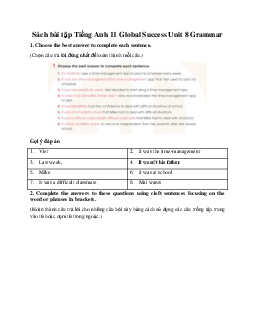 Giải Unit 8 Grammar | Sách bài tập Tiếng Anh 11 Global Success