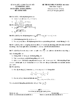 Đề thi Olympic Toán 11 năm 2023 – 2024 cụm Hoàn Kiếm & Hai Bà Trưng – Hà Nội